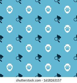 Set Veterinary clinic symbol and Animal health insurance on seamless pattern. Vector