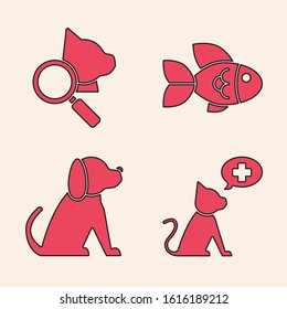 Set Veterinary clinic symbol, Veterinary clinic symbol, Fish and Dog icon. Vector