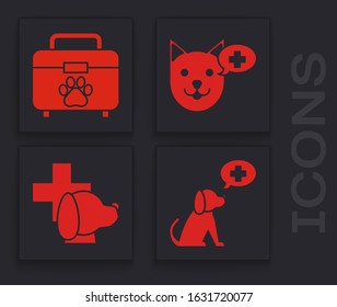 Set Veterinary clinic symbol, Pet first aid kit, Veterinary clinic symbol and Veterinary clinic symbol icon. Vector