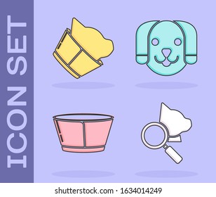 Set Veterinary clinic symbol, Veterinary clinic symbol, Protective cone collar and Dog icon. Vector