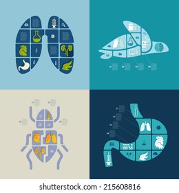 Set of veterinary flat icons