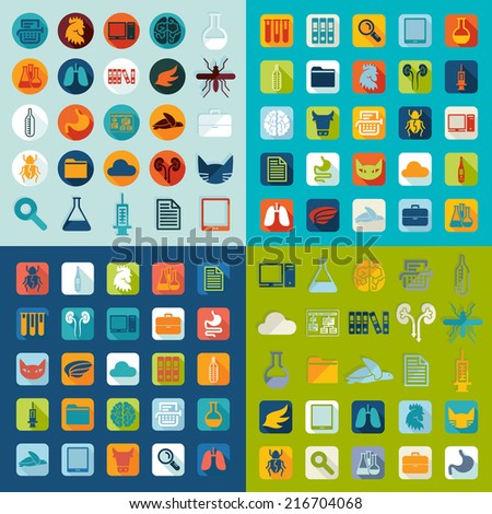 Set of veterinary flat icons