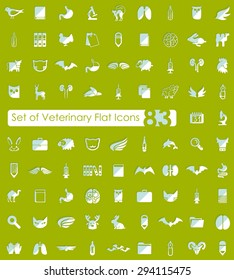 Set of veterinary flat icons for Web and Mobile Applications