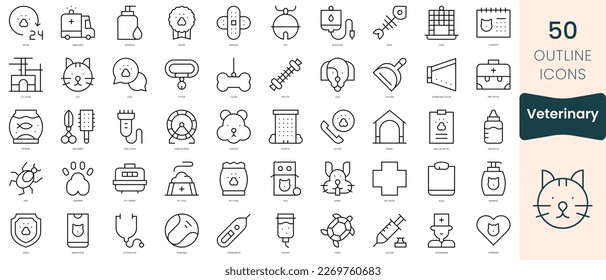 Set of veterinary icons. Thin linear style icons Pack. Vector Illustration