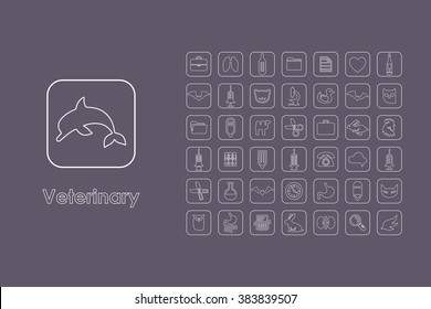 Set of veterinary simple icons