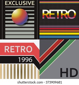 Set of vhs design covers. Retro style. Vector EPS10.