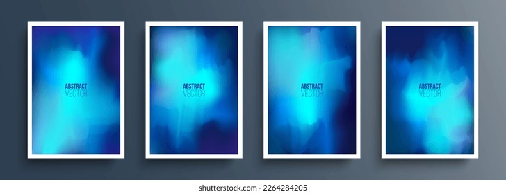 Set of vibrant abstract backgrounds with blue color gradients for your creative graphic design. Vector illustration.