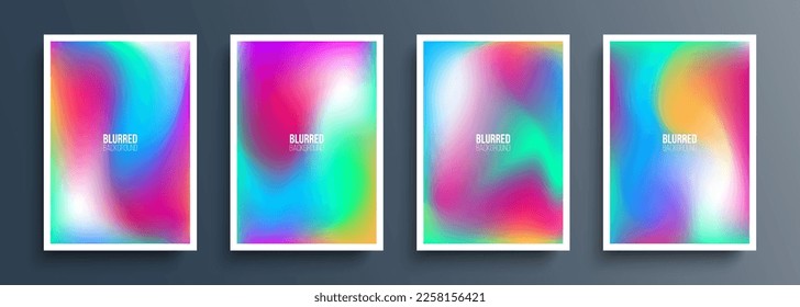 Conjunto de vibrantes fondos abstractos con gradientes de color verde, azul, amarillo y rojo para su diseño gráfico creativo. Ilustración vectorial.