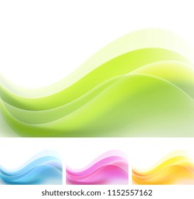Set of vibrant abstract flowing waves backgrounds. Vector illustration
