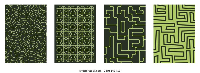 set of vibrant abstract poster with geometric, liquid and line shapes. modern seamless background design for card, invitation, wallpaper