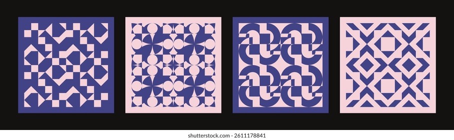 set of vibrant abstract poster with geometric, liquid and line shapes. modern seamless background pattern design	
