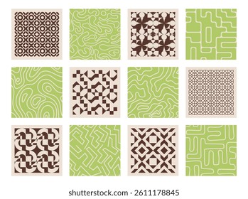set of vibrant abstract poster with geometric, liquid and line shapes. modern seamless background pattern design	