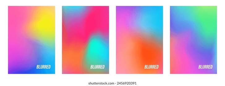 Conjunto de vibrantes fondos abstractos borrosos. Gradientes de colores brillantes para un Diseño gráfico creativo. Ilustración vectorial.