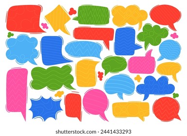 Set of Vibrant Collection Of Blank Speech Bubbles, Each Bursting With An Array Of Colors, Ready For Dynamic Conversation