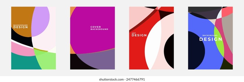 conjunto de fondo de diseño de cubierta colorido vibrante