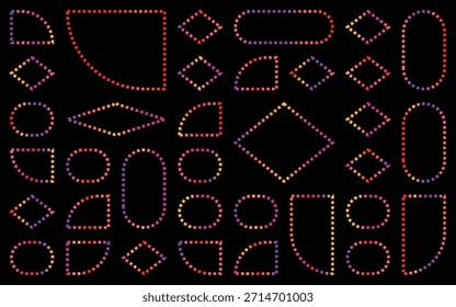 Set of vibrant geometric shapes isolated on a transparent background