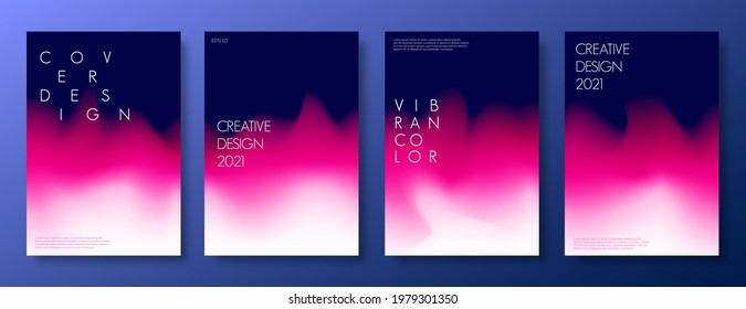 Set of vibrant gradient color background. Colorful cover design template. Trendy cover design in vibrant colors. Eps 10 Vector