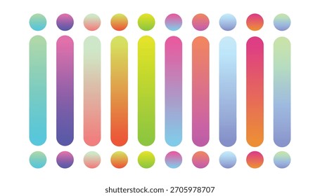Set Muestras vibrantes de la paleta de colores degradados con una estética moderna adecuada para el diseño digital. Vector