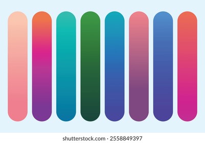Set of vibrant gradients swatches or buttons