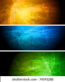 Set of vibrant grunge banners. Eps 10 vector illustration