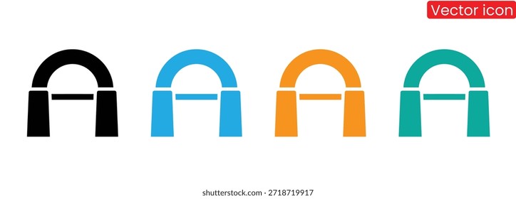 Un conjunto de iconos de auriculares vibrantes en cuatro colores diferentes para diseños tecnológicos