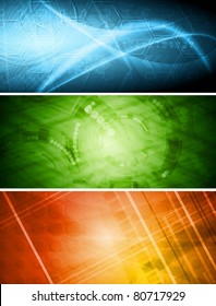 Set of vibrant hi-tech banners. Vector eps 10