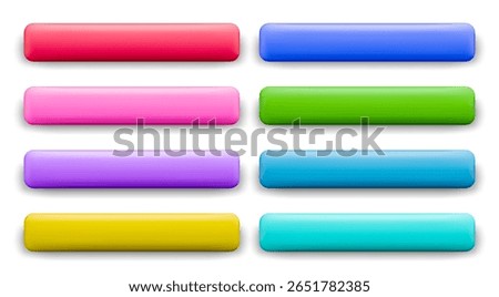 Set of vibrant horizontal long buttons or banners for caption