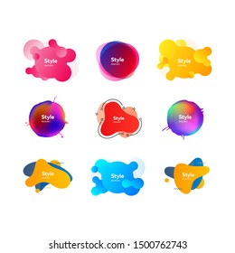 Set of vibrant liquid shapes for presentation. Dynamical colored forms. Gradient banners with flowing liquid shapes. Template for design of logo, flyer or presentation. Vector illustration