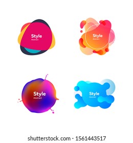 Set of vibrant liquid shapes for presentation. Dynamical colored forms. Gradient banners with flowing liquid shapes. Template for design of logo, flyer or presentation. Vector illustration