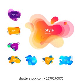 Set of vibrant liquid shapes for presentation. Dynamical colored forms. Gradient banners with flowing liquid shapes. Template for design of logo, flyer or presentation. Vector illustration