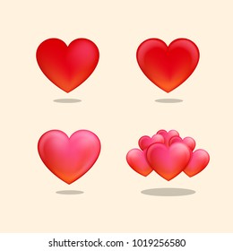 Set of vibrant love/heart vector illustration, for valentine's day design