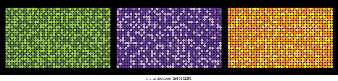Un conjunto de fondos de mosaico vibrante con círculos de estilo disco. Abstractas fondos de Vector para invitaciones, anuncios y Anuncios.
