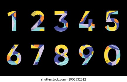 Set of vibrant numbers illustration 