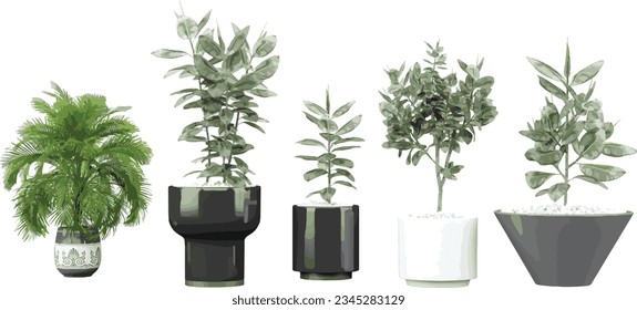 Set of Vibrant Plants Cut-Outs