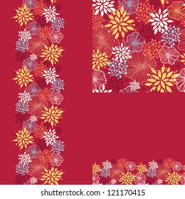 Set of vibrant plants seamless pattern and borders backgrounds