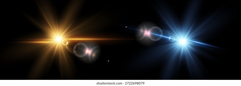 A set of vibrant, realistic lens flare, light burst, and sparkling sparkle effects.