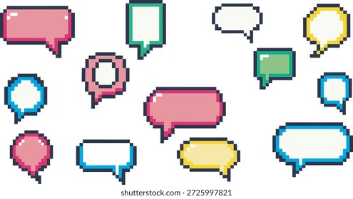 A set of vibrant speech bubbles in various shapes and colors for expressing thoughts and ideas