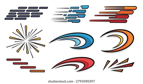 Set of vibrant swirling graphic elements