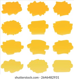 Set of vibrant yellow and orange oval brushstrokes