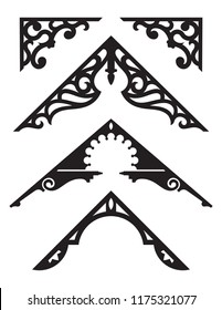 Set of Victorian Gingerbread Architectural Trim Illustrations.
Silhouette vector illustrations of vintage design details from classic Victorian houses.