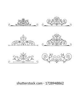 Set of Victorian style decorative elements. Vector isolated illustration. 