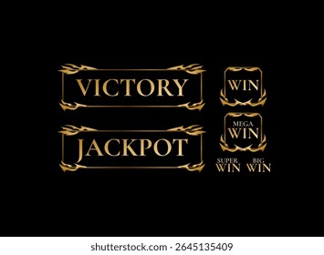 set of victory, jackpot, big win, super win banner template with ancient golden medieval theme