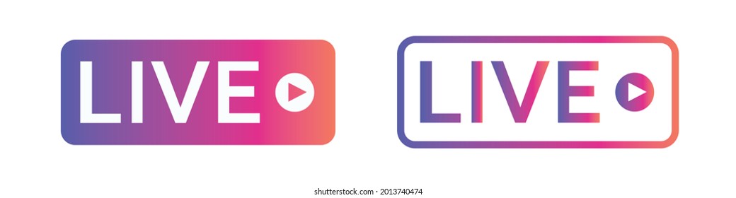Set of video broadcasting and live streaming icon