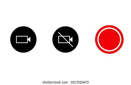 Set of Video call / camera button and record button trendy flat style vector icon. video call essential button set. symbol for your web site design, logo, app UI. Icon Set.