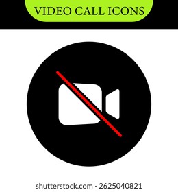 Set of Video call icon. Video conference. Video call chat screen vector buttons template for on-line video chat app, internet talk. User interface symbols for web conference or business webinar