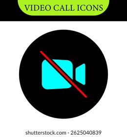 Set of Video call icon. Video conference. Video call chat screen vector buttons template for on-line video chat app, internet talk. User interface symbols for web conference or business webinar