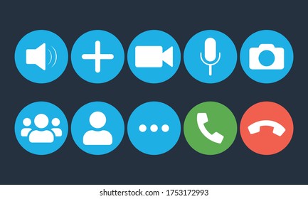 Set of video call icons. Vector illustration