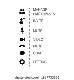 Set of video call isons. Online webinar. Video conference. Group meeting.