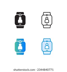 set of video call on smartwatch icons with four style graphic suitable for any purpose