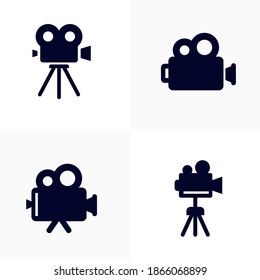 Conjunto de plantillas vectoriales de iconos de cámara de vídeo, concepto de logotipo de película creativa, símbolo de icono, Ilustración